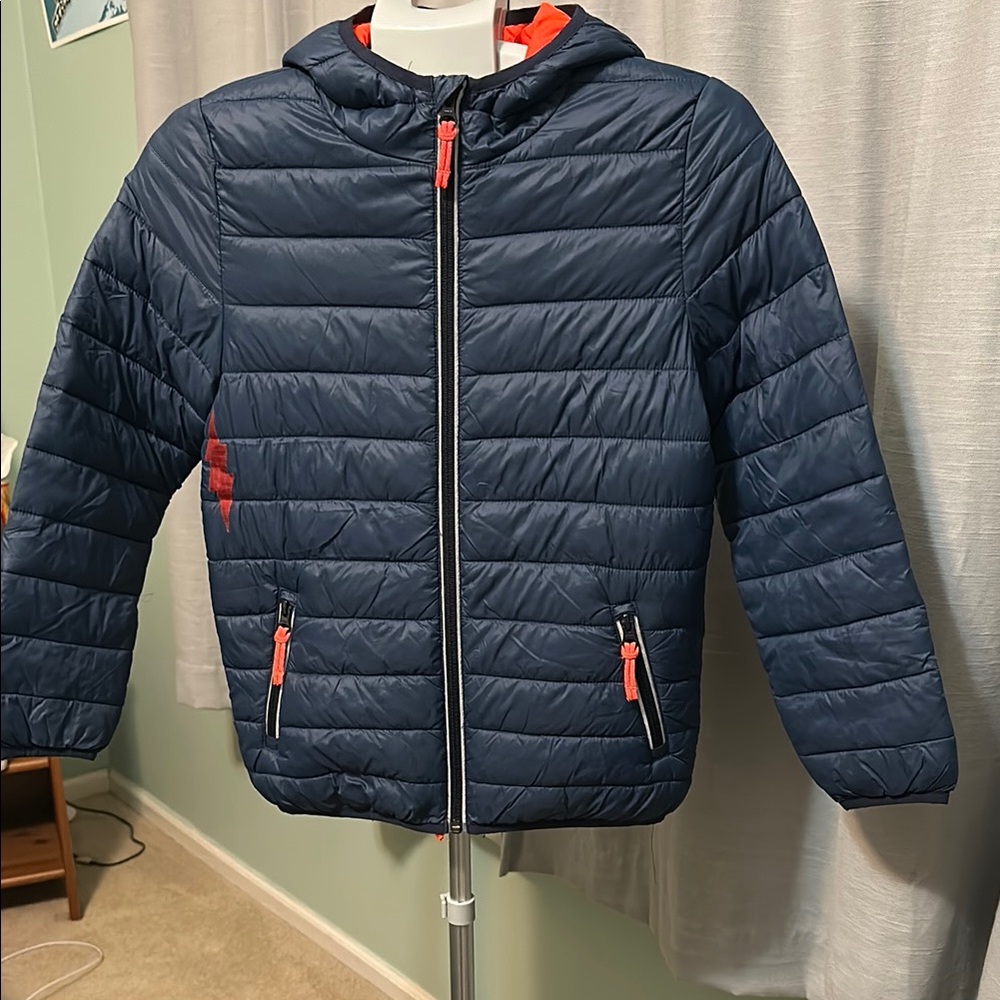 Kids Navy and Orange Puffer Jacket